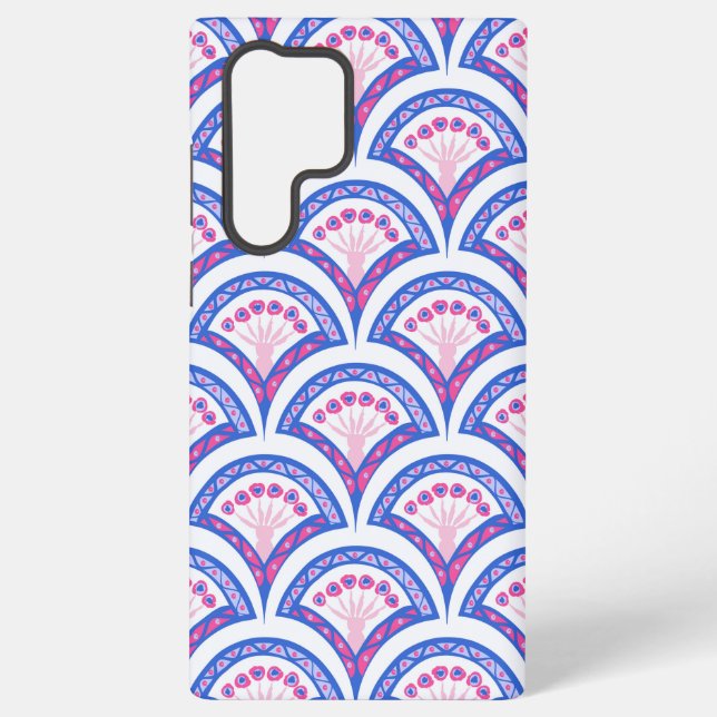 blue floral damask pattern  samsung galaxy case (Back)