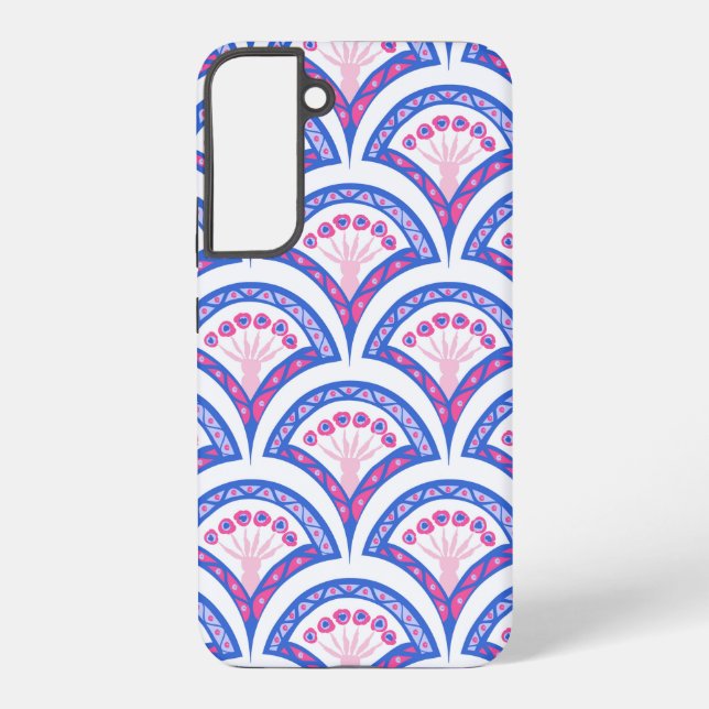 blue floral damask pattern  samsung galaxy case (Back)
