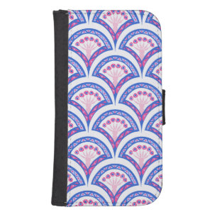 blue floral damask pattern  galaxy s4 wallet case