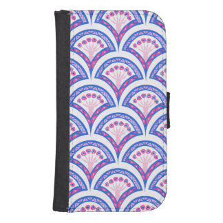 blue floral damask pattern galaxy s4 wallet case