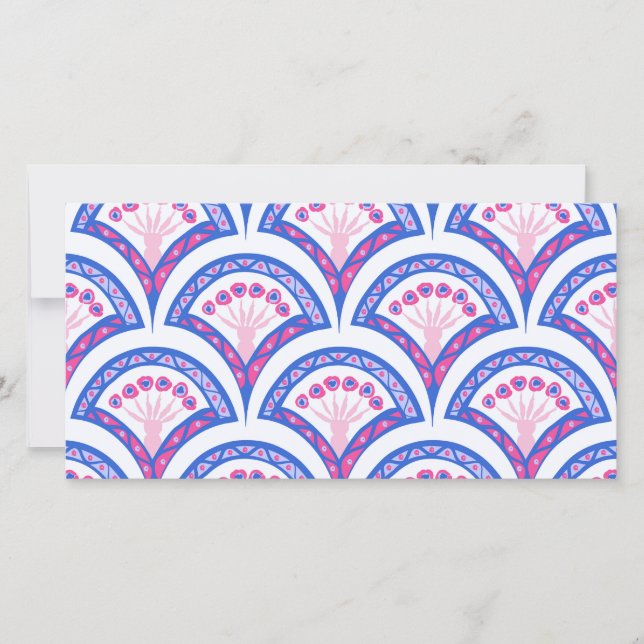 blue floral damask pattern  save the date (Front)