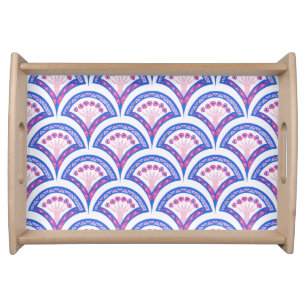 blue floral damask pattern serving tray