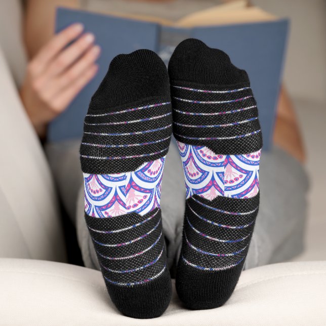 blue floral damask pattern  socks (Bottom)