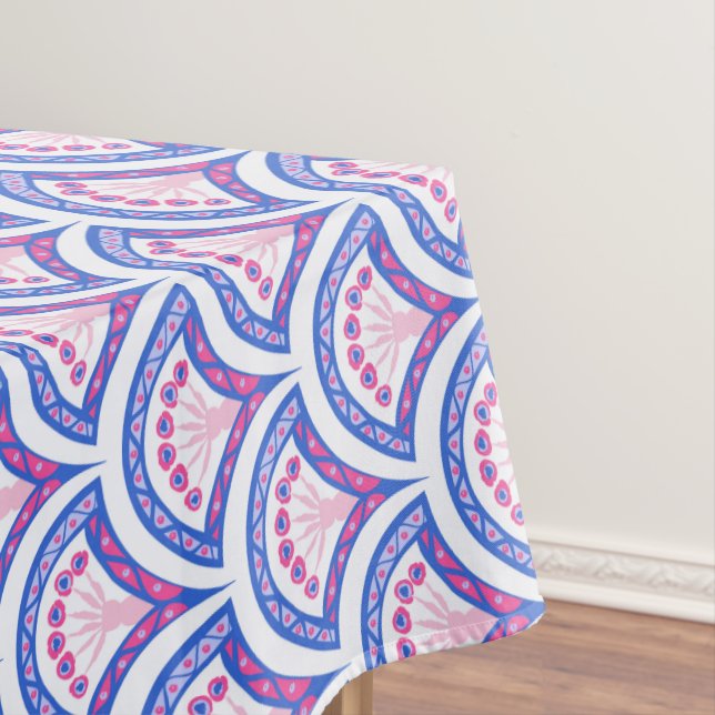 blue floral damask pattern  tablecloth (In Situ)