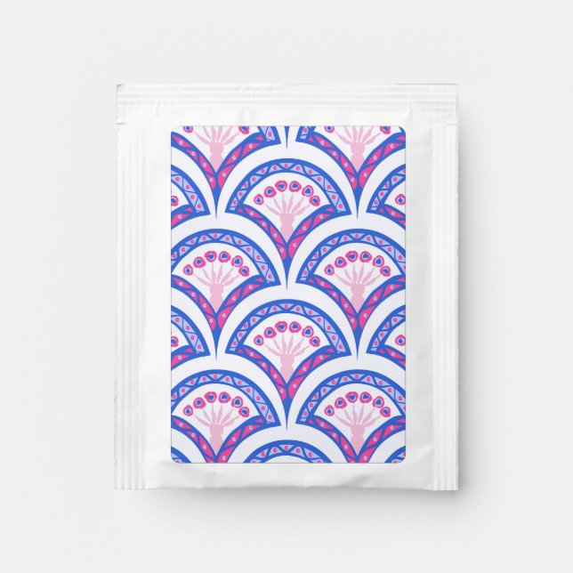 blue floral damask pattern  tea bag drink mix (Front)