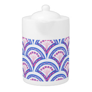 blue floral damask pattern  teapot