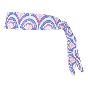 blue floral damask pattern tie headband
