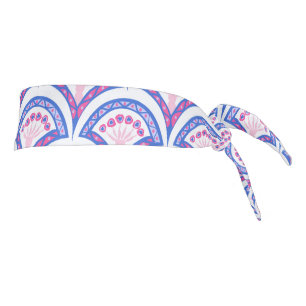 blue floral damask pattern tie headband