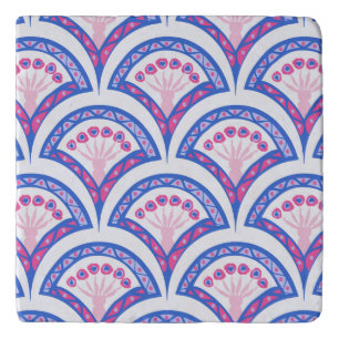 blue floral damask pattern trivet