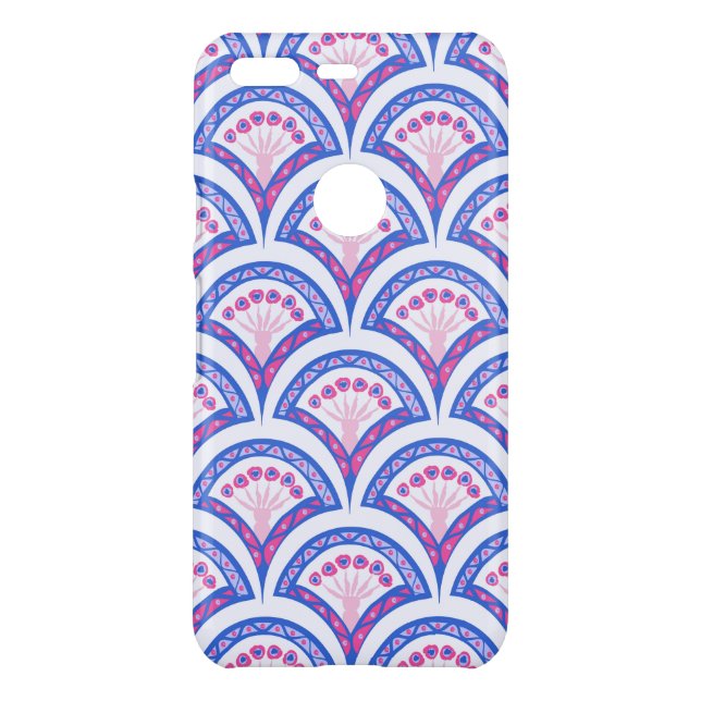 blue floral damask pattern  uncommon google pixel case (Back)
