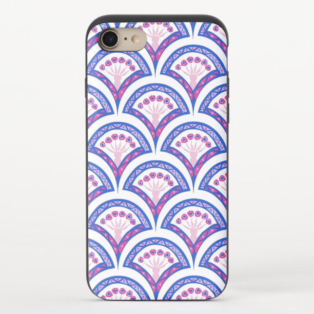 blue floral damask pattern  uncommon iPhone case (Back)
