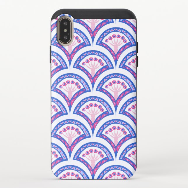 blue floral damask pattern  uncommon iPhone case (Back)