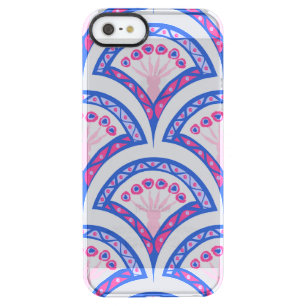 blue floral damask pattern clear iPhone SE/5/5s case
