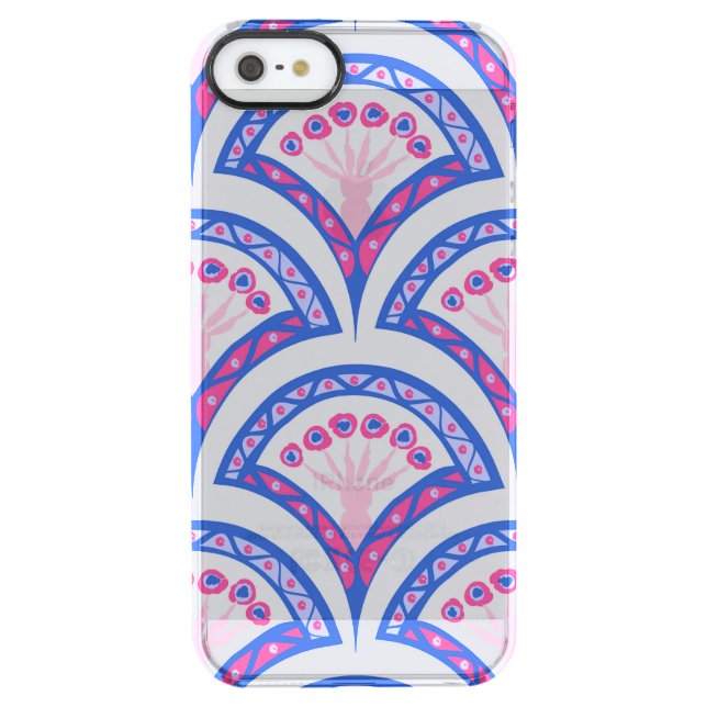 blue floral damask pattern  uncommon iPhone case (Back)