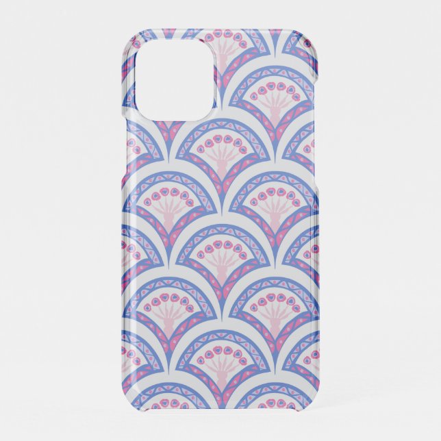 blue floral damask pattern  uncommon iPhone case (Back)