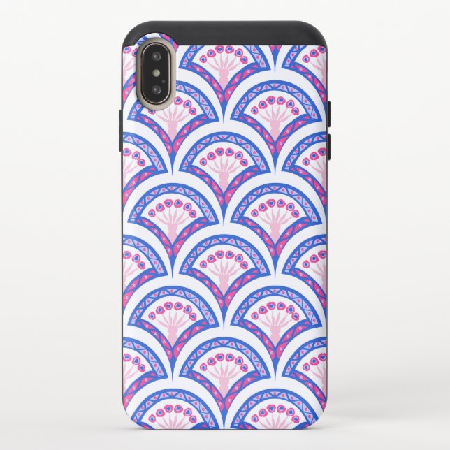 blue floral damask pattern  uncommon iPhone case (Back)