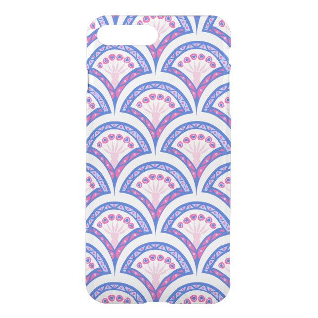blue floral damask pattern  uncommon iPhone case (Back)