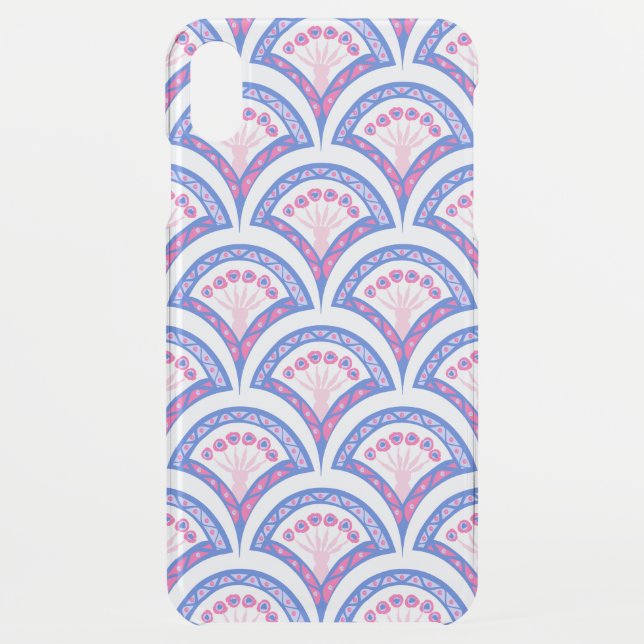 blue floral damask pattern  uncommon iPhone case (Back)