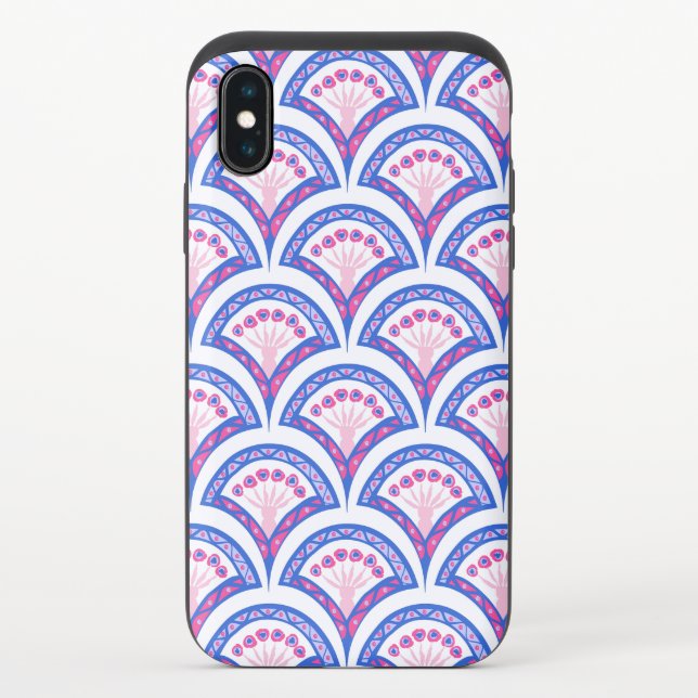 blue floral damask pattern  uncommon iPhone case (Back)
