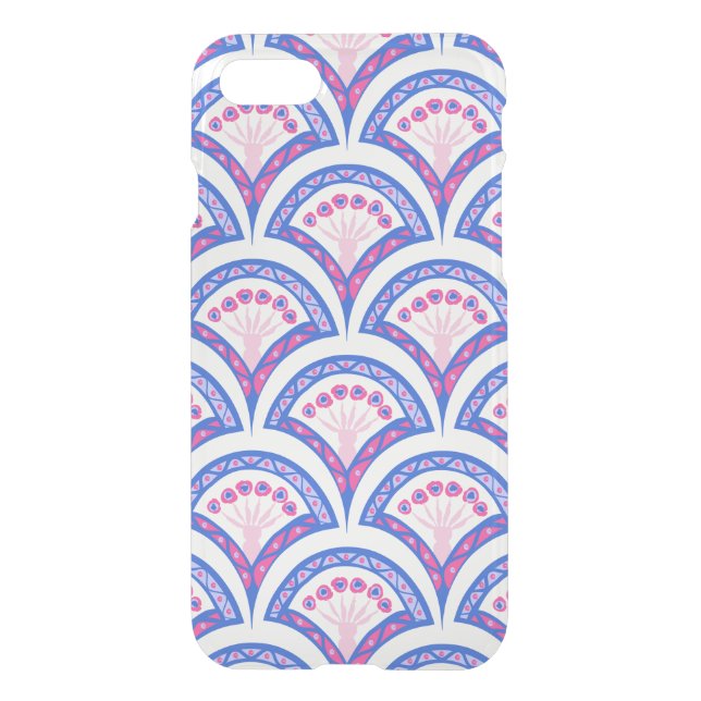 blue floral damask pattern  uncommon iPhone case (Back)