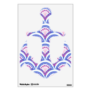 blue floral damask pattern  wall decal