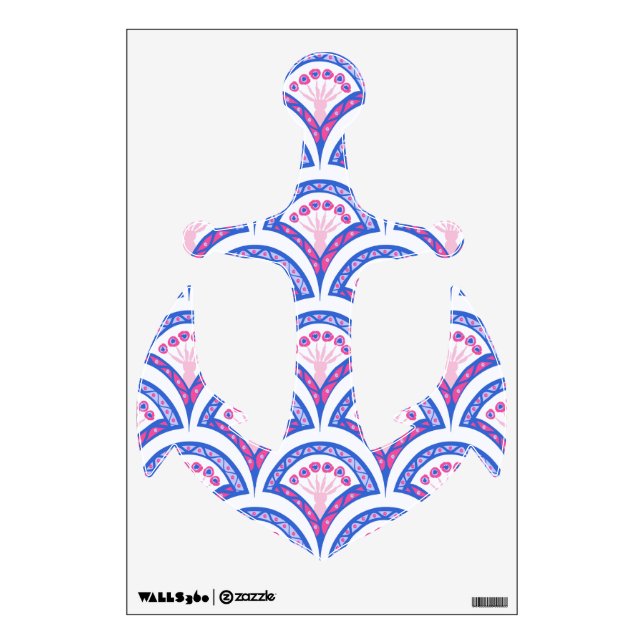 blue floral damask pattern  wall decal (Front)