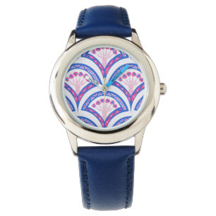 blue floral damask pattern watch