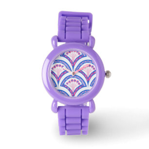 blue floral damask pattern watch