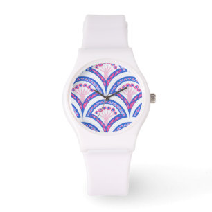 blue floral damask pattern watch