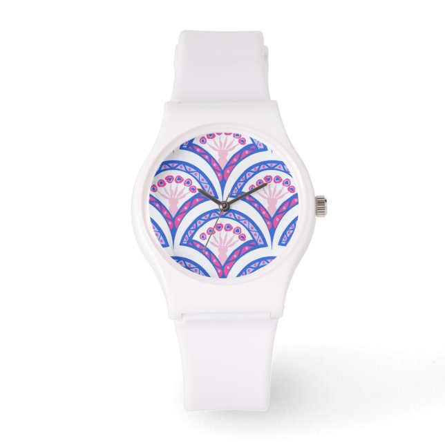 blue floral damask pattern  watch (Front)