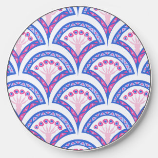 blue floral damask pattern wireless charger