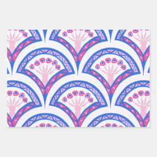 blue floral damask pattern  wrapping paper sheets
