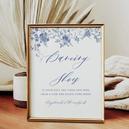 Blue Floral Dancing Shoes for Wedding Guests Sign