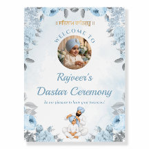 Blue Floral Dastar Ceremony Welcome Foam Board