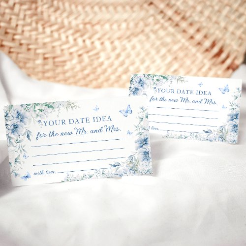 Blue Floral Date Night Ideas Bridal Shower Card