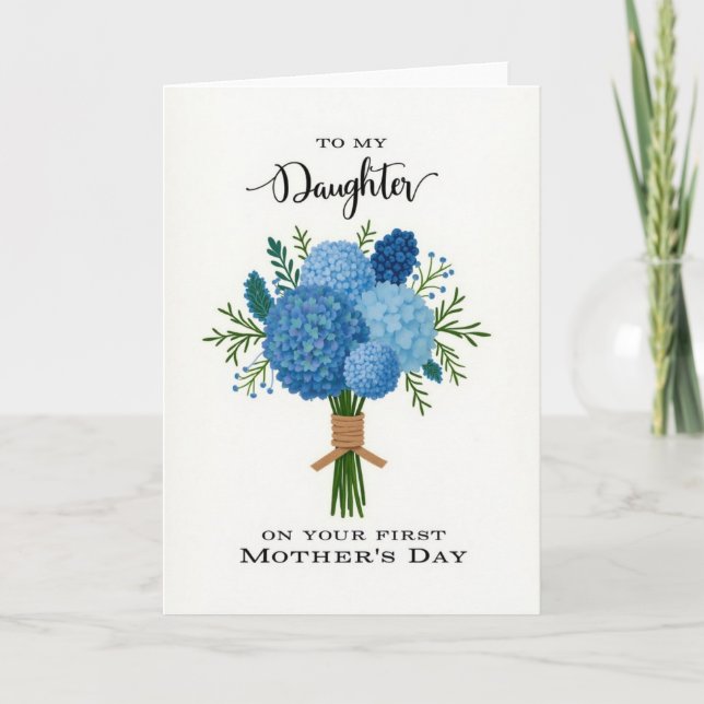 Blue Floral Daughter Mothers Day Card (Front)