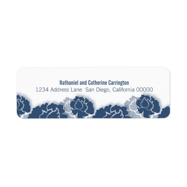 Blue Floral Decadence Return Address Labels (Front)