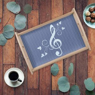 Blue Floral Decorative Music Serving Tray