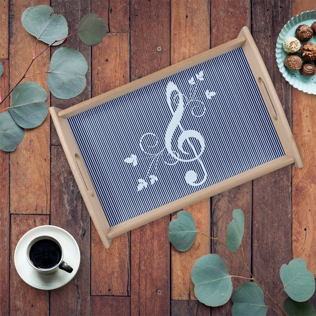 Blue Floral Decorative Music Serving Tray (Creator Uploaded)