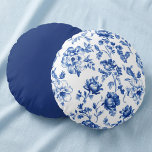 Blue Floral delftware vintage style botanical Round Pillow<br><div class="desc">Add a touch of timeless elegance to your space with this Blue Floral delftware vintage style botanical Throw Pillow, inspired by the iconic blue-and-white motifs of Dutch Delftware. The front showcases a delicate floral pattern in classic cobalt blue, set against a crisp white background, bringing a sophisticated yet inviting feel...</div>
