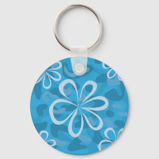 Blue Floral Design Keychain
