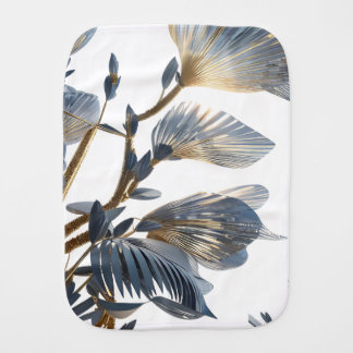 Blue Floral Design Plant Baby Burp Cloth