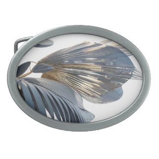 Blue Floral Design Plant Belt Buckle