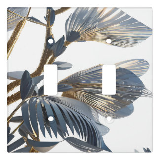 Blue Floral Design Plant Light Switch Cover