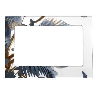 Blue Floral Design Plant Magnetic Frame