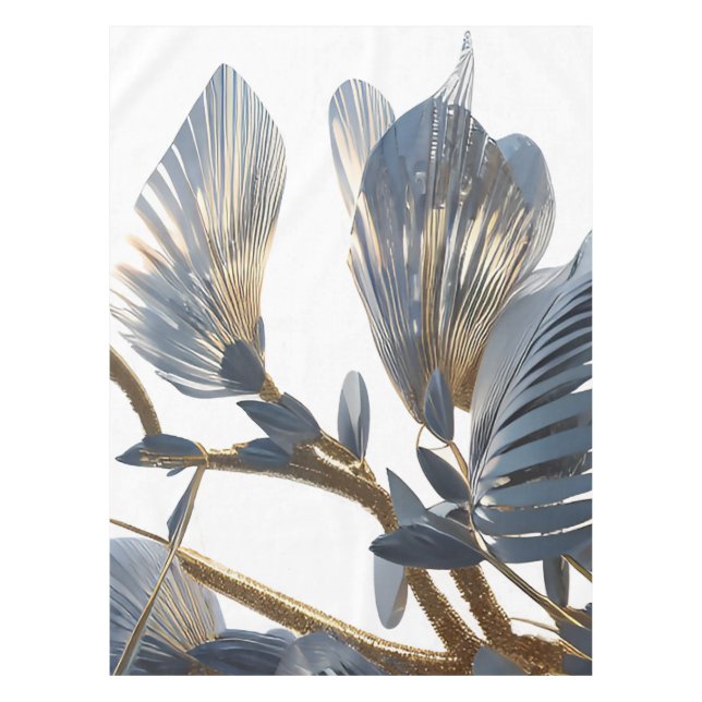 Blue Floral Design Plant Tablecloth (Front)