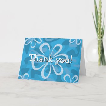 Blue Floral Design - "thank You" Thank You Card by karanta at Zazzle
