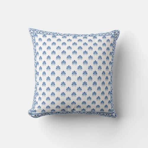 Blue Floral design Throw Pillow