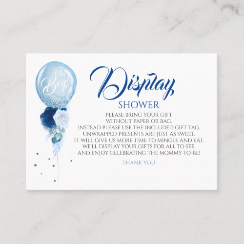 Blue Floral Display Baby Shower Business Card