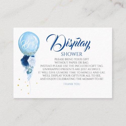 Blue Floral Display Baby Shower Business Card